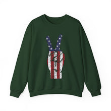Load image into Gallery viewer, Independence Day USA Peace Fingers Unisex Heavy Blend™ Crewneck Sweatshirt