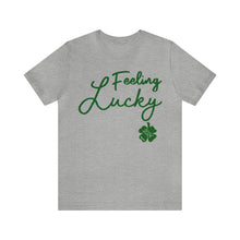 Load image into Gallery viewer, Feeling Lucky 2024 St Patricks Day Unisex Jersey Short Sleeve Tee