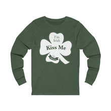 Load image into Gallery viewer, Kiss Me I’m Irish St Patricks Day Unisex Jersey Long Sleeve Tee