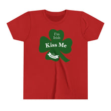 Load image into Gallery viewer, Kiss Me I’m Irish St Patrick’s Day Youth Short Sleeve Tee