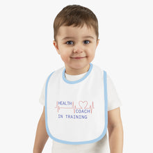 Load image into Gallery viewer, Health Coach in Training heartbeat Baby Contrast Trim Jersey Bib