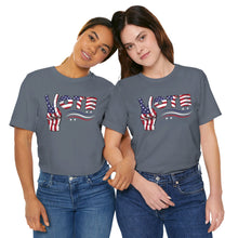 Load image into Gallery viewer, VOTE Peace Fingers American Flag Unisex Jersey Short Sleeve Tee