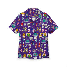 Load image into Gallery viewer, What’s Wild Purple Fun Tropical Print Unisex Hawaiian Button-Down Shirt for Summer Vibes