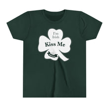 Load image into Gallery viewer, Kiss Me I’m Irish St Patrick’s Day Youth Short Sleeve Tee