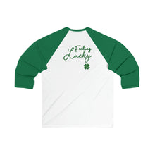 Load image into Gallery viewer, Kiss Me I’m Feeling Lucky St Patrick’s Day Unisex 3\4 Sleeve Baseball Tee