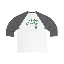 Load image into Gallery viewer, Kiss Me I’m Feeling Lucky St Patrick’s Day Unisex 3\4 Sleeve Baseball Tee