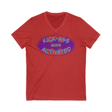 Load image into Gallery viewer, Kick Ass Mode Activated F Cancer Unisex Jersey Short Sleeve V-Neck Tee