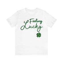 Load image into Gallery viewer, Feeling Lucky 2024 St Patricks Day Unisex Jersey Short Sleeve Tee