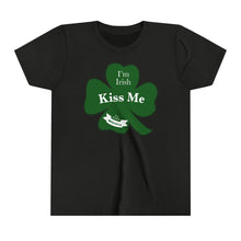 Load image into Gallery viewer, Kiss Me I’m Irish St Patrick’s Day Youth Short Sleeve Tee