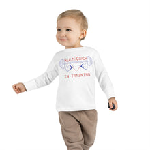 Load image into Gallery viewer, Health Coach in Training muscle barbell heart Toddler Long Sleeve Tee