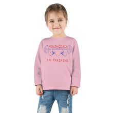 Load image into Gallery viewer, Health Coach in Training muscle barbell heart Toddler Long Sleeve Tee