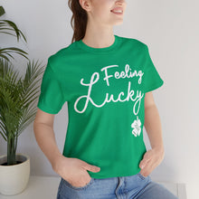 Load image into Gallery viewer, Feeling Lucky 2024 St Patricks Day Unisex Jersey Short Sleeve Tee