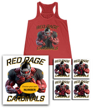 Load image into Gallery viewer, Cardinals Red Rage Personalized Woman’s Football Fan Flowy Tank Top
