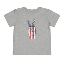 Load image into Gallery viewer, Independence Day 4th of July Peace Fingers Toddler Short Sleeve Tee