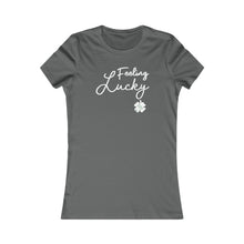 Load image into Gallery viewer, St Patricks Day 2024 Feeling Lucky Four Leaf Clover Women's Favorite Tee