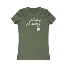 Load image into Gallery viewer, St Patricks Day 2024 Feeling Lucky Four Leaf Clover Women's Favorite Tee