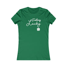 Load image into Gallery viewer, St Patricks Day 2024 Feeling Lucky Four Leaf Clover Women's Favorite Tee