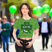 Load image into Gallery viewer, Kiss Me Im Irish Lucky Green Crop Tee