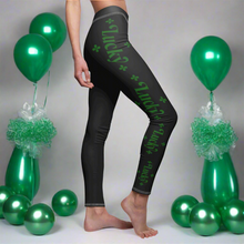 Load image into Gallery viewer, St Pattys Day Feeling Lucky Women's Cut & Sew Casual Black Leggings
