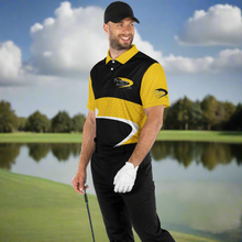 Load image into Gallery viewer, Bogey Brothers Black Gold & White Polo Shirt - AOP