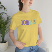 Load image into Gallery viewer, XOXO Kiss Me Be Mine Sweetheart Candy Valentines Day Unisex Jersey Short Sleeve Tee