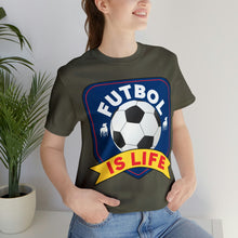 Load image into Gallery viewer, Futbol Is Life Unisex Jersey Crew Neck T-shirt