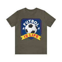 Load image into Gallery viewer, Futbol Is Life Unisex Jersey Crew Neck T-shirt