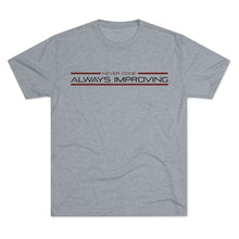 Load image into Gallery viewer, Never Done Always Improving Men's Tri-Blend Crew Tee