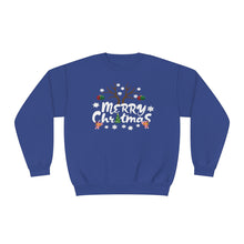 Load image into Gallery viewer, Merry Christmas Antlers Candy Canes Snowflake Unisex NuBlend® Crewneck Sweatshirt