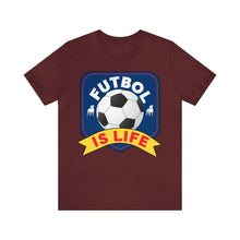 Load image into Gallery viewer, Futbol Is Life Unisex Jersey Crew Neck T-shirt