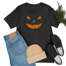 Load image into Gallery viewer, Halloween Pumpkin Face Unisex Jersey Short Sleeve Tee