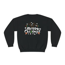 Load image into Gallery viewer, Merry Christmas Antlers Candy Canes Snowflake Unisex NuBlend® Crewneck Sweatshirt