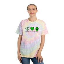 Load image into Gallery viewer, Peace Love and Aliens Tie-Dye Tee, Spiral