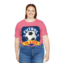 Load image into Gallery viewer, Futbol Is Life Unisex Jersey Crew Neck T-shirt