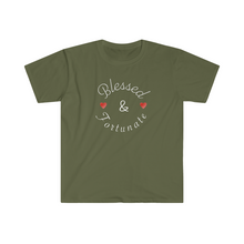 Load image into Gallery viewer, Blessed and Fortunate Mothers Day Unisex Softstyle T-Shirt
