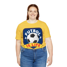 Load image into Gallery viewer, Futbol Is Life Unisex Jersey Crew Neck T-shirt