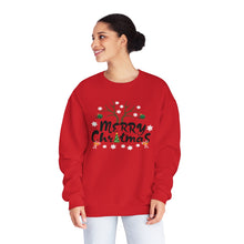 Load image into Gallery viewer, Merry Christmas Antlers Candy Canes Snowflake Unisex NuBlend® Crewneck Sweatshirt