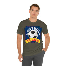Load image into Gallery viewer, Futbol Is Life Unisex Jersey Crew Neck T-shirt