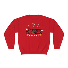 Load image into Gallery viewer, Merry Christmas Antlers Candy Canes Snowflake Unisex NuBlend® Crewneck Sweatshirt