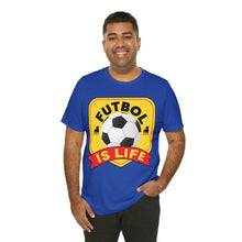 Load image into Gallery viewer, Futbol Is Life Unisex Jersey Crew Neck T-shirt