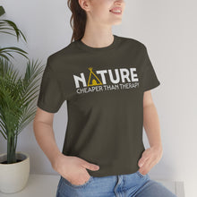 Load image into Gallery viewer, Nature Cheaper Than Therapy Motivational Soft Unisex Jersey Short Sleeve Tee