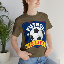 Load image into Gallery viewer, Futbol Is Life Unisex Jersey Crew Neck T-shirt