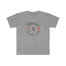 Load image into Gallery viewer, Blessed and Fortunate Mothers Day Unisex Softstyle T-Shirt