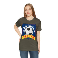 Load image into Gallery viewer, Futbol Is Life Unisex Jersey Crew Neck T-shirt