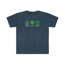 Load image into Gallery viewer, Peace Love and Aliens Unisex Softstyle T-Shirt