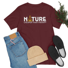 Load image into Gallery viewer, Nature Cheaper Than Therapy Motivational Soft Unisex Jersey Short Sleeve Tee