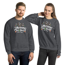 Load image into Gallery viewer, Merry Christmas Antlers Candy Cane Snowflake Unisex Sweatshirt