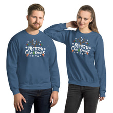 Load image into Gallery viewer, Merry Christmas Antlers Candy Cane Snowflake Unisex Sweatshirt