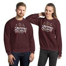 Load image into Gallery viewer, Merry Christmas Antlers Candy Cane Snowflake Unisex Sweatshirt