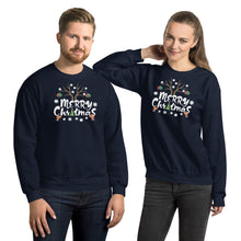 Load image into Gallery viewer, Merry Christmas Antlers Candy Cane Snowflake Unisex Sweatshirt